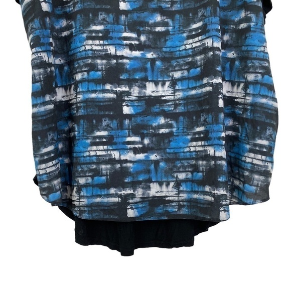 Junarose Blue Black Abstract Pattern Scoop Neck Blouse Women's 20 Hi-Low - Picture 4 of 8